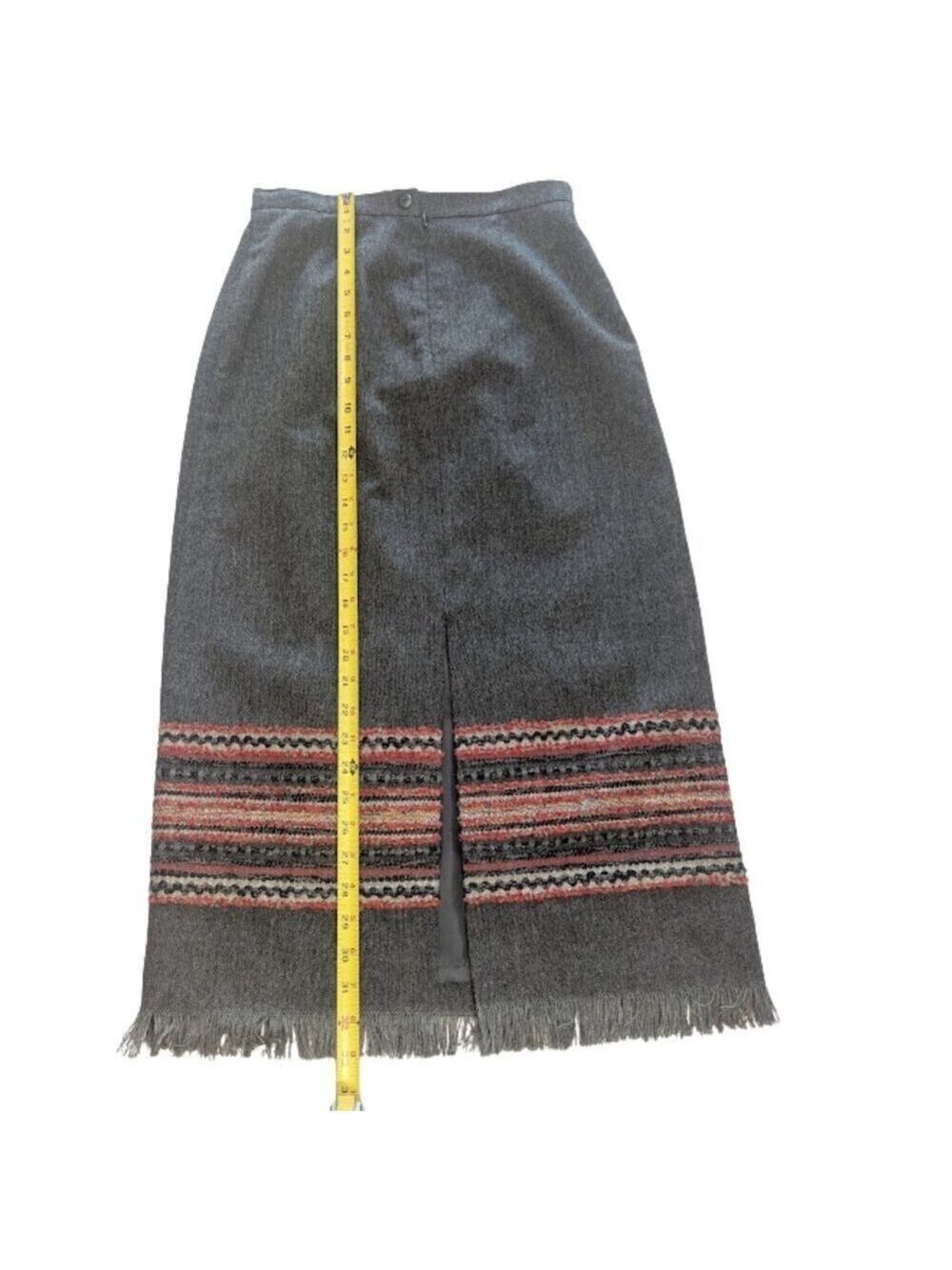 Sag Harbor Fringe-Hem Blanket Stripe Tweed Pencil Skirt Lined Gray Multi *Sz 6P - Picture 9 of 11